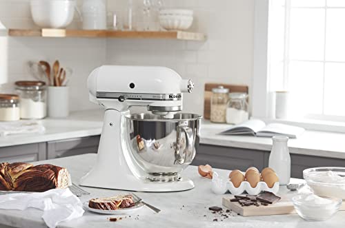 KitchenAid KSM150PSWH Artisan Series 5-Qt. Stand Mixer with Pouring Shield - White