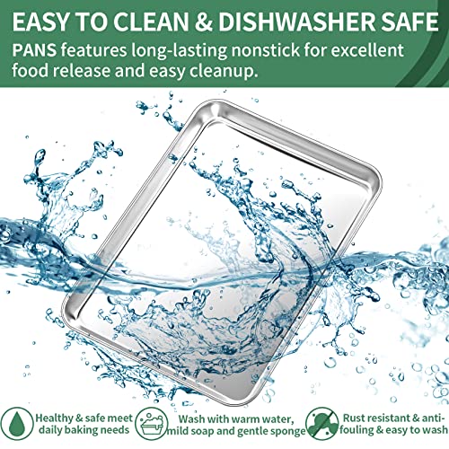 Baking Sheets Set of 2, HKJ Chef Cookie Sheets 2 Pieces Stainless Steel Baking Pans & Toaster Oven Tray Pans, Rectangle Size 20L x 14W x 1H inch & Non Toxic & Healthy & Easy Clean…