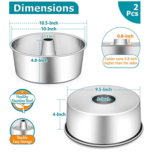2-Pack 10-Inch Stainless Steel Angel Food Pans