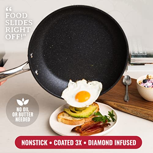 Granitestone Black Pots and Pans Set Nonstick, 20 Pc Kitchen Cookware Set & Bakeware Set with Mineral & Diamond Coating, Long Lasting Nonstick, Ultra Durable, Oven and Dishwasher Safe, 100% Toxin Free