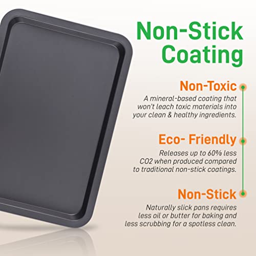 NutriChef 3-Pc. Nonstick Cookie Sheet Pans - PFOAm PFOSm PTFE-Free, Professional Quality Kitchen Cooking Non-Stick Baking Trays w/ Black Coating Inside & Outside
