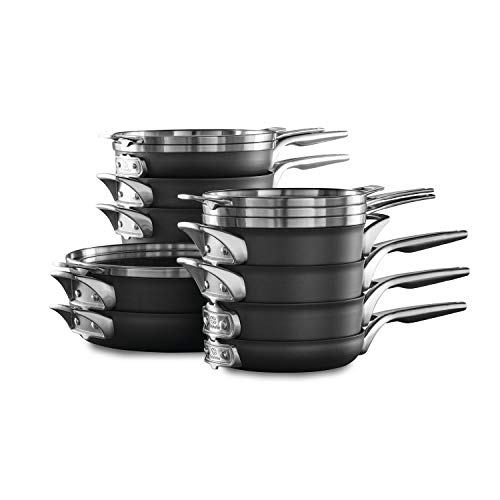 Calphalon Premier Space Saving Nonstick Pots and Pans, 15-Piece, Black & Nonstick Bakeware Set, 6-Pieces, 6-pc