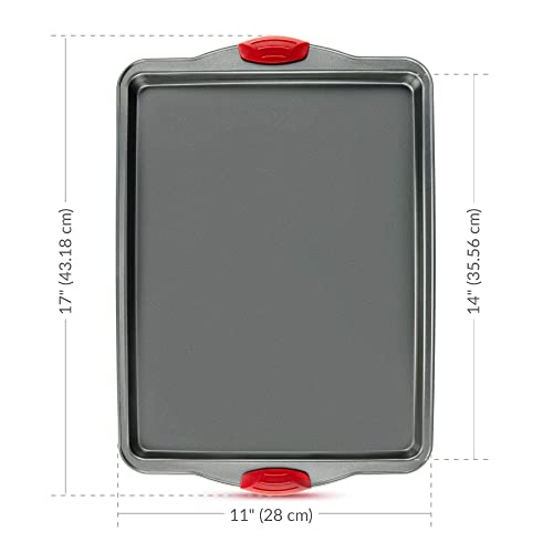 Nonstick Baking Sheet Pans, Set of 3, Non-Toxic and Rimmed Carbon Steel Cookie Sheet Trays - Dent, Warp and Rust Resistant, Heavy Gauge Steel Oven Baking Sheets