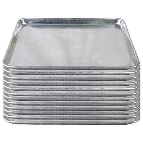 Tiger Chef Full Size 18 x 26 inch Aluminum Sheet Pan Commercial Bakery Equipment Cake Pans 19 Gauge 12 Pack