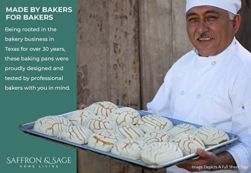 Commercial Quality Cookie Sheet Pan - 2 Pack Aluminum Half Sheet Baking Pan by Saffron & Sage Home Living - This 13x18 Baking Sheet Set is Rust & Warp Resistant, Heavy Duty, of Thick Gauge