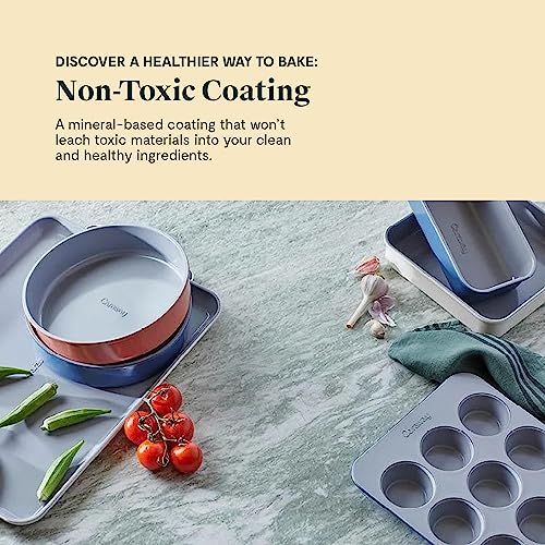 Caraway Nonstick Ceramic Bakeware Set (11 Pieces) - Baking Sheets, Assorted Baking Pans, Cooling Rack, & Storage - Aluminized Steel Body - Non Toxic, PTFE & PFOA Free - Cream