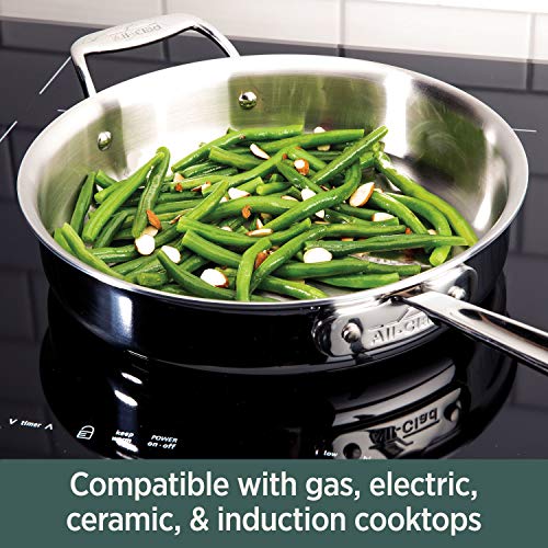 All-Clad D5 5-Ply Stainless Steel Sauce Pan with Lid 3 Quart Induction Oven Broil Safe 600F Pots and Pans, Cookware