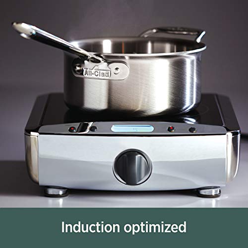 All-Clad D5 5-Ply Stainless Steel Sauce Pan with Lid 3 Quart Induction Oven Broil Safe 600F Pots and Pans, Cookware