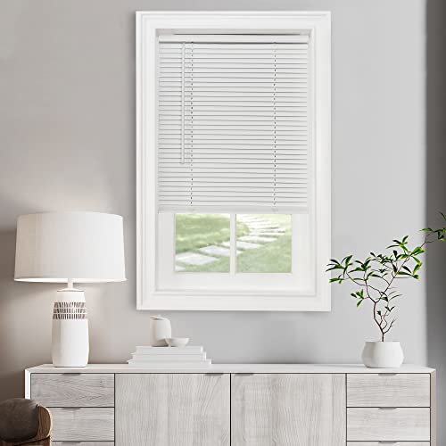 Achim Cordless Light Filtering Mini Blinds for Windows, Horizontal Vinyl Window Blinds, Shades for Indoor Windows, Inside Mount 1” GII Morningstar Collection, Pearl White, 35” W in x 64” H