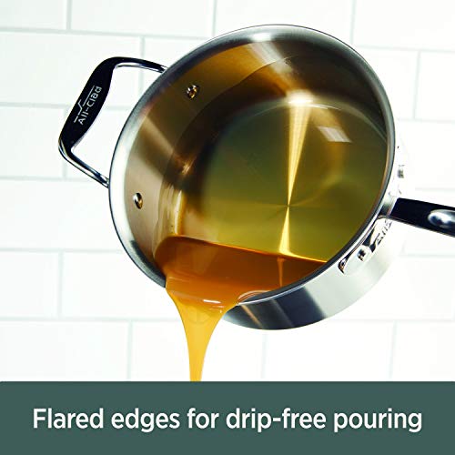 All-Clad D5 5-Ply Stainless Steel Sauce Pan with Lid 3 Quart Induction Oven Broil Safe 600F Pots and Pans, Cookware