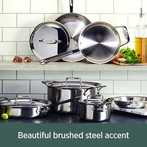 All-Clad D5 5-Ply Stainless Steel Sauce Pan with Lid 3 Quart Induction Oven Broil Safe 600F Pots and Pans, Cookware