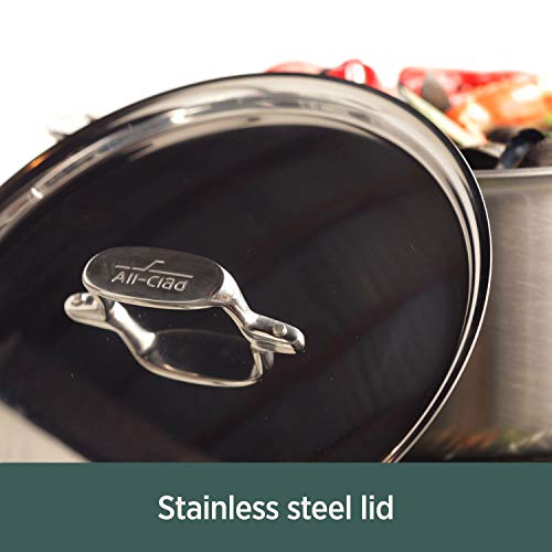 All-Clad D5 5-Ply Stainless Steel Sauce Pan with Lid 3 Quart Induction Oven Broil Safe 600F Pots and Pans, Cookware