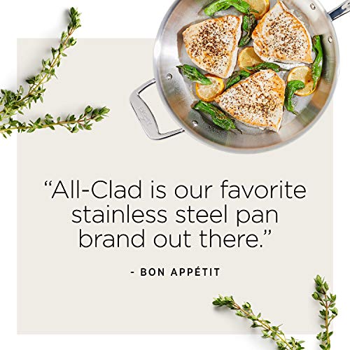 All-Clad D5 5-Ply Stainless Steel Sauce Pan with Lid 3 Quart Induction Oven Broil Safe 600F Pots and Pans, Cookware