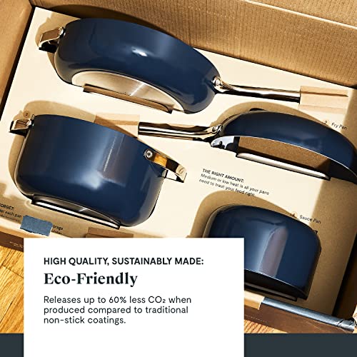 Caraway Nonstick Ceramic Sauce Pan with Lid (3 qt) - Non Toxic, PTFE & PFOA Free - Oven Safe & Compatible with All Stovetops (Gas, Electric & Induction) - Sage
