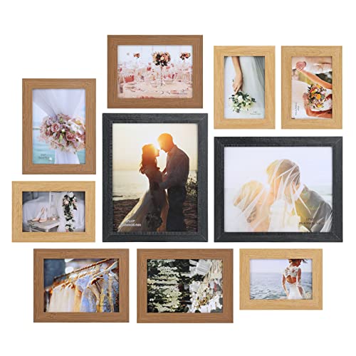 HOMCYTOP Picture Frame Set, 10 Pack Gallery Wall Frames with Two 8x10, Four 5x7, Four 4x6, Photo Collage Frame Decor for Wall Mounting or Tabletop Display