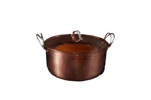 Sertodo Copper - Dutch Oven | Big and Beautiful | Hand Hammered, Heavy Gauge, 100% Pure Copper | 11.5 quart - 12 x 6 inch