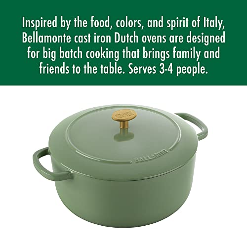 Ballarini Bellamonte Cast Iron Dutch Oven with Lid 4.25-qt, Serves 3-4, Saggio Green