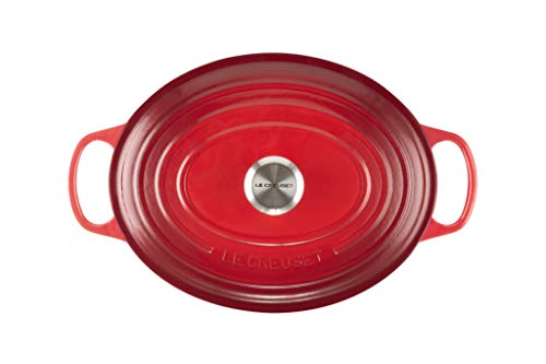 Le Creuset Enameled Dutch Oven Cast Iron Signature Oval Casserole, 31cm, 6.75 Qt, Cerise