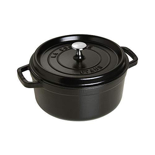 Black Cast Iron Round Casserole Dish, 24cm