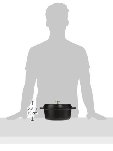 Black Cast Iron Round Casserole Dish, 24cm