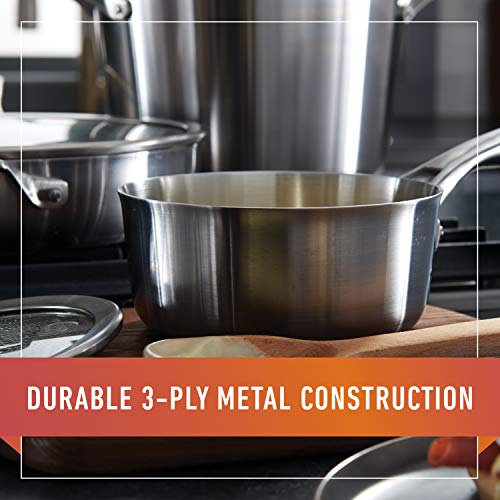 Calphalon 11-Piece Pots and Pans Set, Stainless Steel Kitchen Cookware with Stay-Cool Handles, Dishwasher Safe, Silver