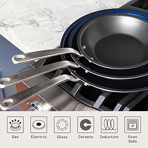 Made In Cookware - Non Stick 3 Piece Frying Pan Set (Includes 8",10",12") - Made Without PFOA - 5 Ply Stainless Clad - Professional Cookware Italy - Induction Compatible - (Graphite)