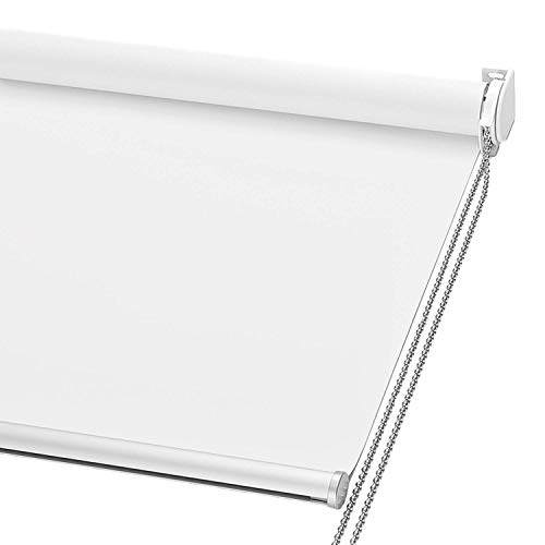 ChrisDowa 100% Blackout Roller Shade, Window Blind with Thermal Insulated, UV Protection Fabric. Total Blackout Roller Blind for Office and Home. Easy to Install. White,20" W x 72" H