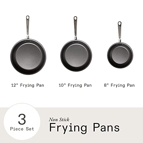 Made In Cookware - Non Stick 3 Piece Frying Pan Set (Includes 8",10",12") - Made Without PFOA - 5 Ply Stainless Clad - Professional Cookware Italy - Induction Compatible - (Graphite)