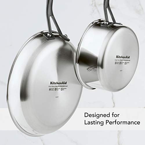 KitchenAid 5-Ply Clad Stainless Steel Cookware Pots and Pans Set, 10 Piece, Polished Stainless