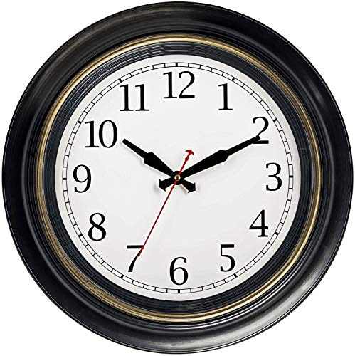 Bernhard Products Large Wall Clock 18" Quality Quartz Silent Non Ticking, Battery Operated for Home/Living Room/Over Fireplace, Beautiful Decorative Timeless Stylish Dark Brown XL Clocks, Easy to Read