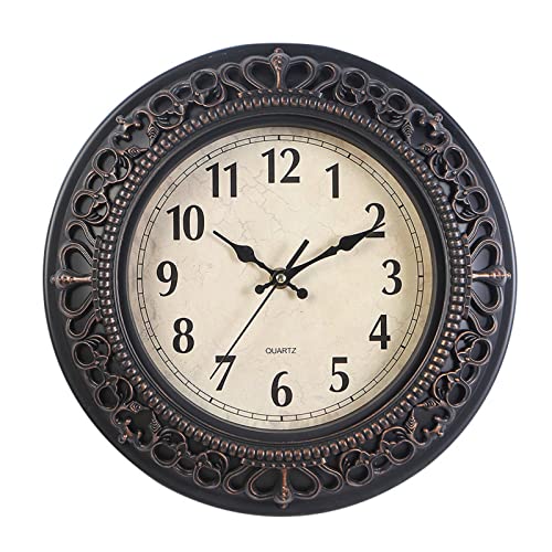 Tebery 12-Inch Silent Retro Quartz Clock, Decorative Wall Clock for Home/Office/School