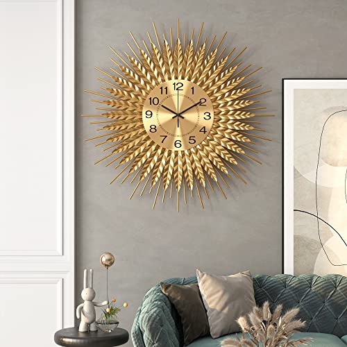 DAYDAYART Modern Large Wall Clock Decorative Metal Mid Century Wall Clocks, Gold Big Silent Non-Ticking Clock, Modern Handmade Home Art Decor for Living Room,Bedroom,Dining Room, 24 Inch