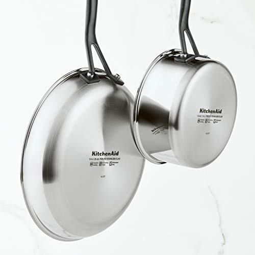 KitchenAid 5-Ply Clad Stainless Steel Cookware Pots and Pans Set, 10 Piece, Polished Stainless
