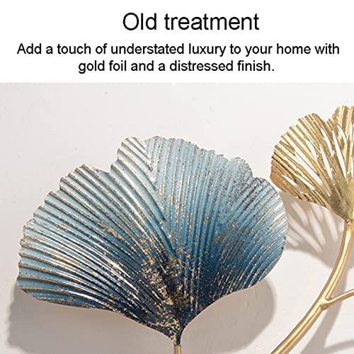 Mroinss Large Decorative Wall Clock, Light Luxury Atmosphere Ginkgo Leaf Quartz Clock with Silent Movement, Wall Decor for Living Room Bedroom Office Space,83x48x4cm