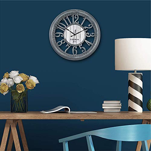 Gray 16-Inch Noiseless Wall Clock for Home Decor