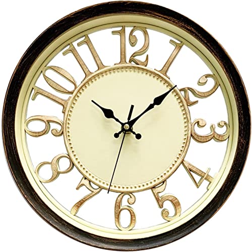 Tschenhao Non-Ticking Silent Wall Clocks, 12 Inch Battery Operated Quartz Vintage Wall Clock, 3D Numeral Round Wall Clock, Easy to Read, Decorative for Home/Living Room/Bedroom/Kitchen/Office