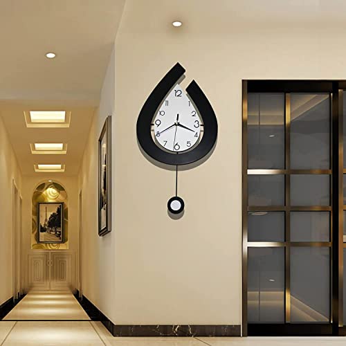 SHUNZY Decorative Wall Clocks for Living Room Decor, Large Modern Wall Clocks with Pendulum Battery Operated for Bedroom Office Kitchen Home, 26.8 inch Big Silent Non Ticking