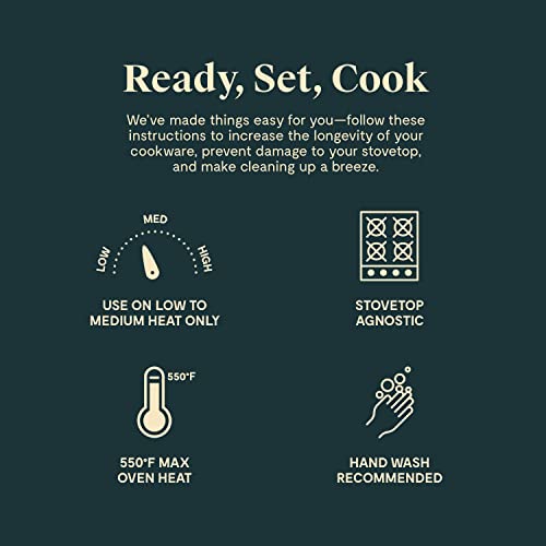 Caraway Nonstick Ceramic Cookware Set (12 Piece) Pots, Pans, Lids and Kitchen Storage - Non Toxic, PTFE & PFOA Free - Oven Safe & Compatible with All Stovetops (Gas, Electric & Induction) - Cream