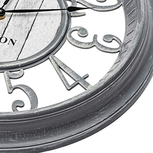 Gray 16-Inch Noiseless Wall Clock for Home Decor