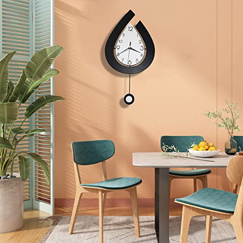 SHUNZY Decorative Wall Clocks for Living Room Decor, Large Modern Wall Clocks with Pendulum Battery Operated for Bedroom Office Kitchen Home, 26.8 inch Big Silent Non Ticking