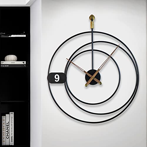 YISITEONE Large Modern Decorative Wall Clock for Living Room Decor，Silent Wall Clock Non-Ticking Lightweight Clocks for Living Room，Bedroom，Kitchen，Sturdy，23.3''×20''，Black
