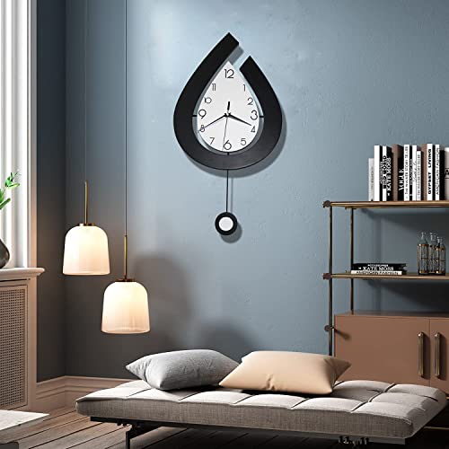 SHUNZY Decorative Wall Clocks for Living Room Decor, Large Modern Wall Clocks with Pendulum Battery Operated for Bedroom Office Kitchen Home, 26.8 inch Big Silent Non Ticking