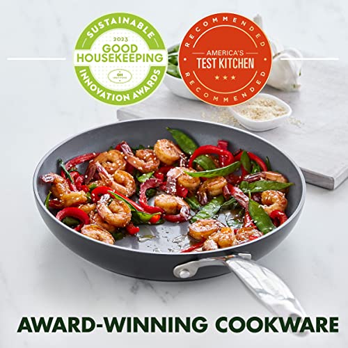 GreenPan Valencia Pro Hard Anodized Healthy Ceramic Nonstick 11 Piece Cookware Pots and Pans Set, PFAS-Free, Induction, Dishwasher Safe, Oven Safe, Gray