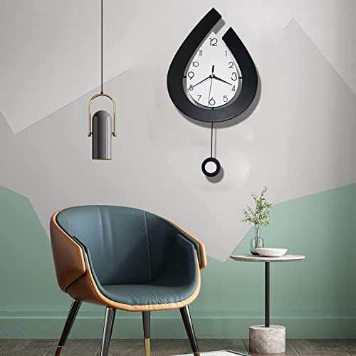 SHUNZY Decorative Wall Clocks for Living Room Decor, Large Modern Wall Clocks with Pendulum Battery Operated for Bedroom Office Kitchen Home, 26.8 inch Big Silent Non Ticking