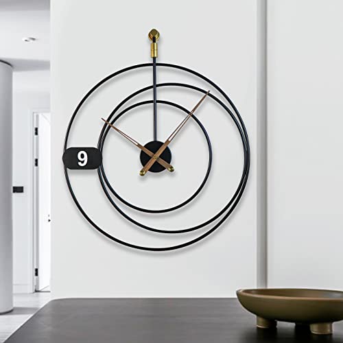 YISITEONE Large Modern Decorative Wall Clock for Living Room Decor，Silent Wall Clock Non-Ticking Lightweight Clocks for Living Room，Bedroom，Kitchen，Sturdy，23.3''×20''，Black