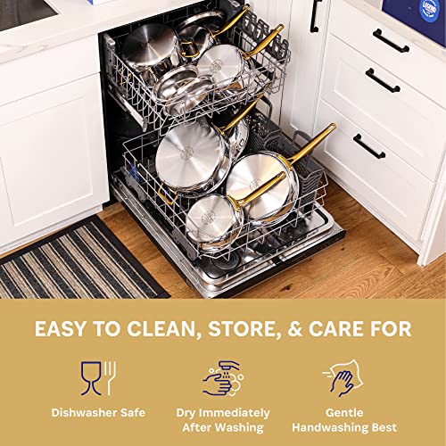 Legend 14 pc Copper Core Stainless Steel Pots & Pans Set | Pro Quality 5-Ply Clad Cookware | Professional Chef Grade Home Cooking, All Kitchen Induction & Oven Dishwasher Safe | PFOA, PTFE & PFOS Free