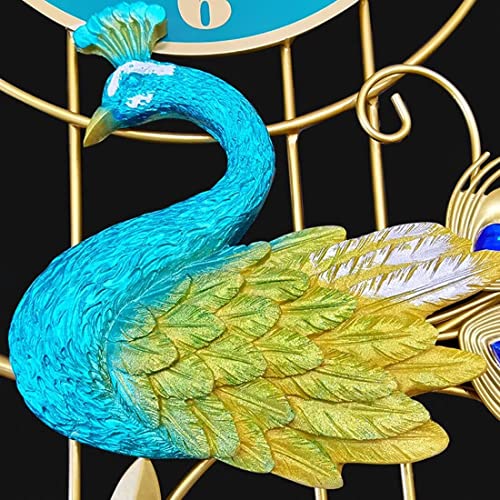 Large Peacock Wall Clock for Living Room Decor 39.4 Inch Metal Silent Modern Luxury Art Big Wall Clock Decorative Elegant Gold Wall Clock