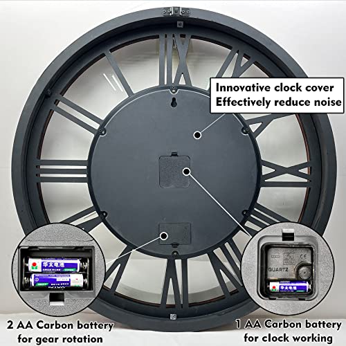 Large Vintage 27-Inch Wall Clock with Gears