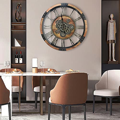 Large Vintage 27-Inch Wall Clock with Gears