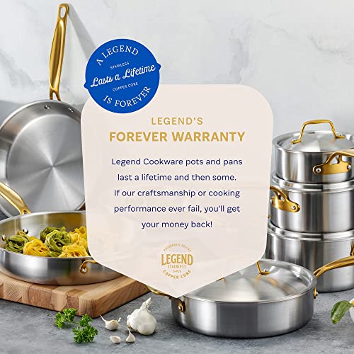 Legend 14 pc Copper Core Stainless Steel Pots & Pans Set | Pro Quality 5-Ply Clad Cookware | Professional Chef Grade Home Cooking, All Kitchen Induction & Oven Dishwasher Safe | PFOA, PTFE & PFOS Free